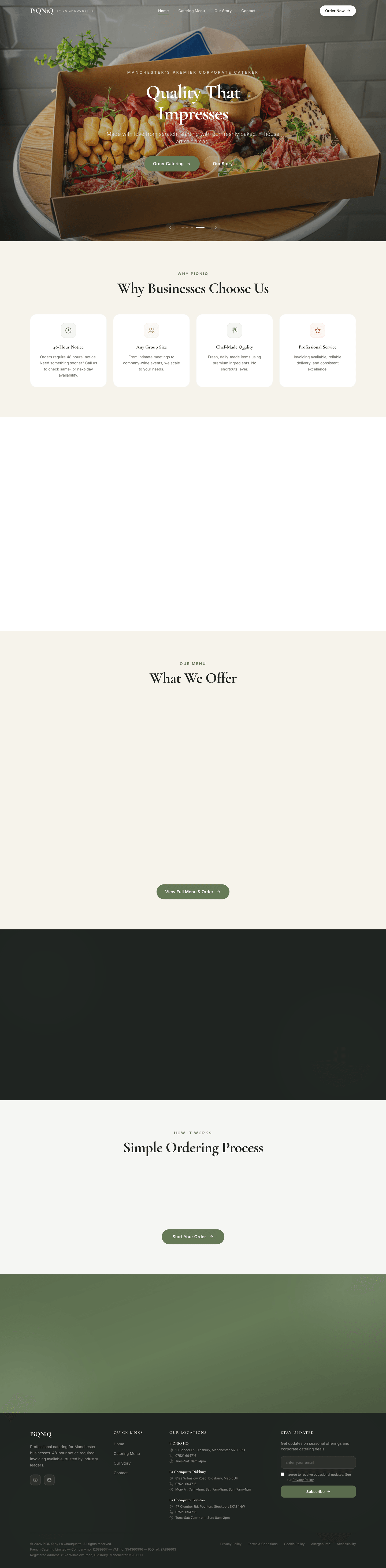 Homepage screenshot for Piqniq Catering